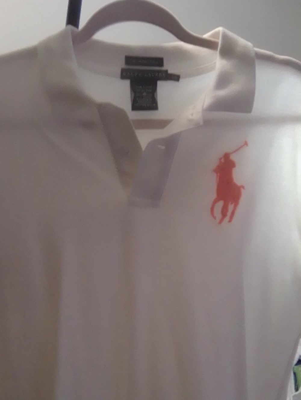 Ralph Lauren White Short-Sleeve Polo with Coral Logo